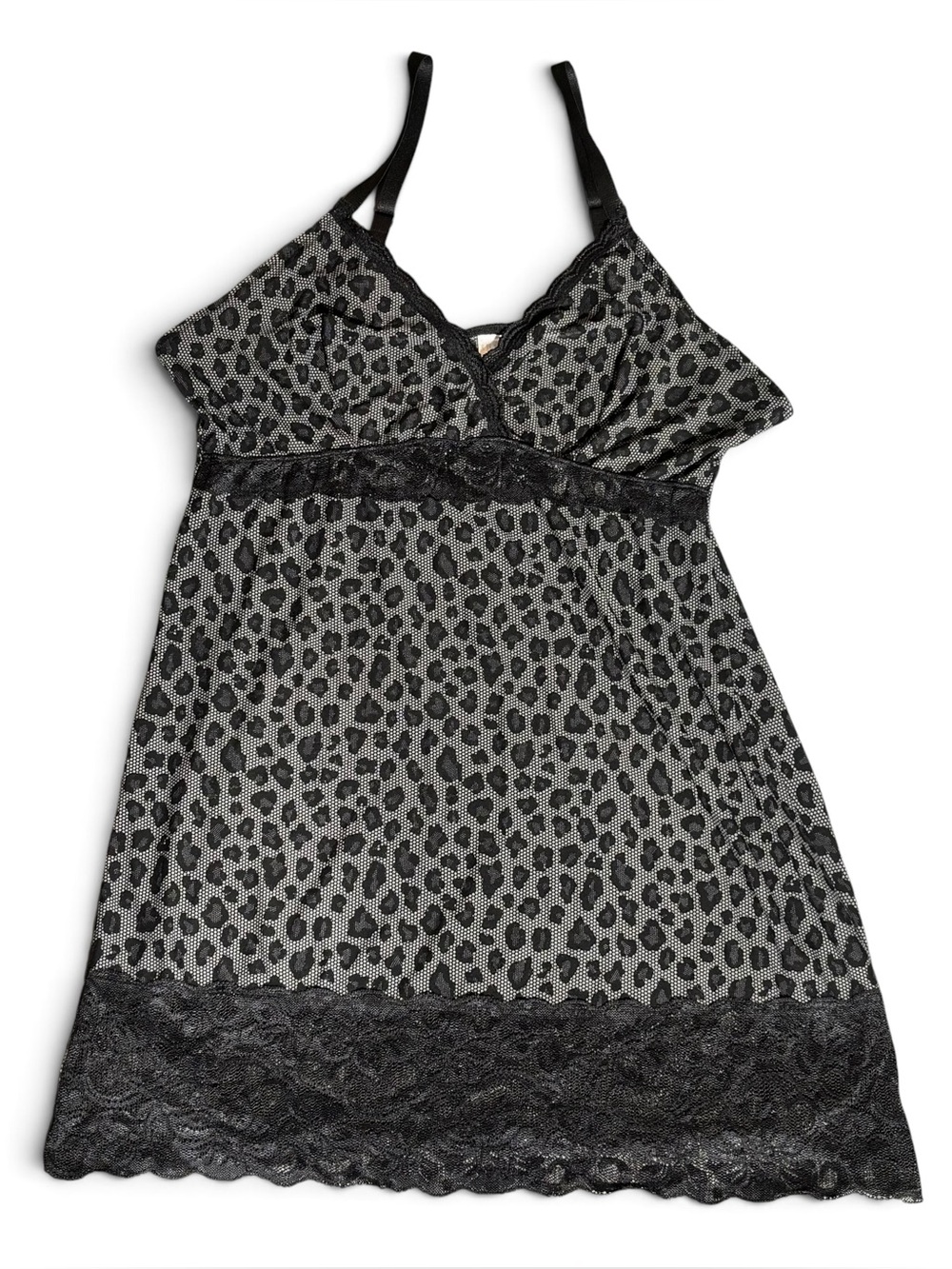 Body Form Leopard Print Lace Babydoll Chemise Nightgown 3X